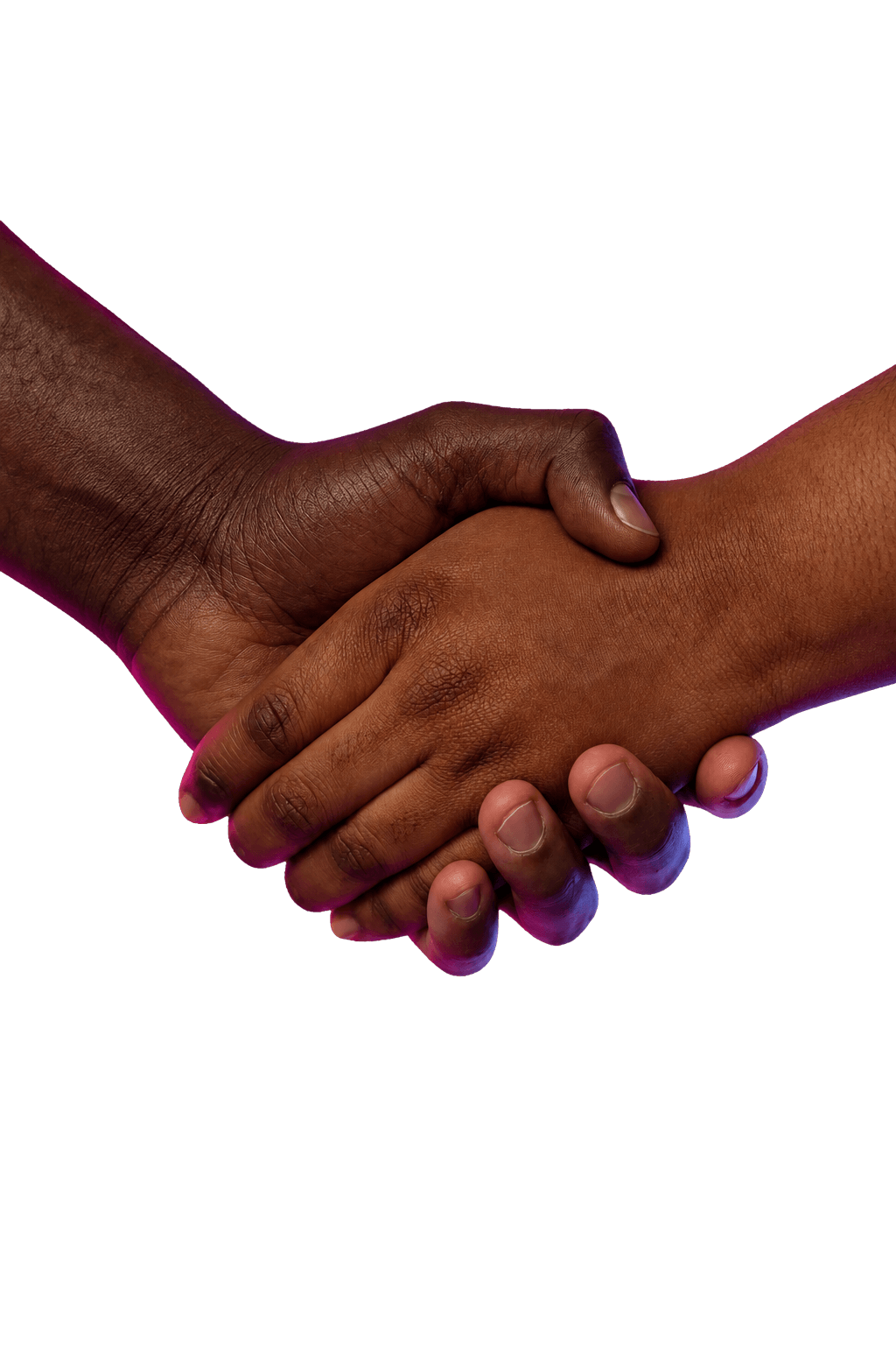 Two people joining hands in partnership